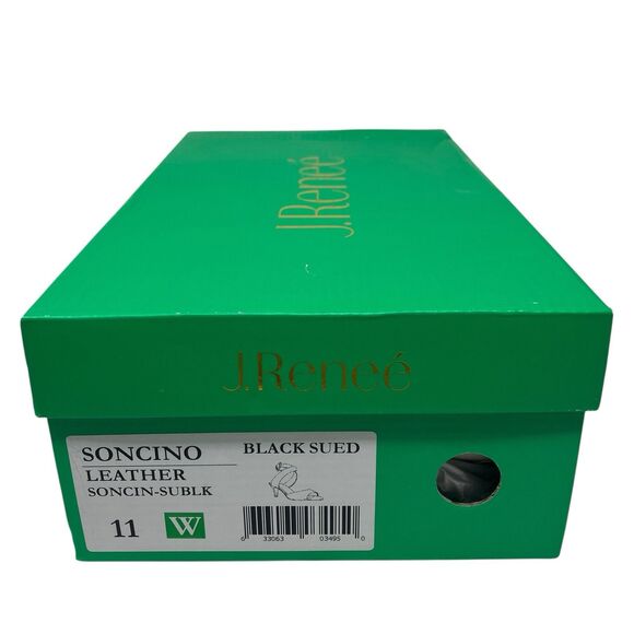 J. Renee Black Suede Open-Toe Ankle Strap Heels – Womens 11W (Soncino) - Picture 12 of 14